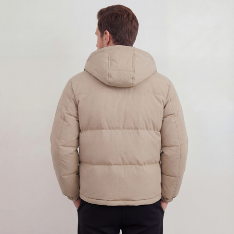 Beige Hooded Puffer Jacket