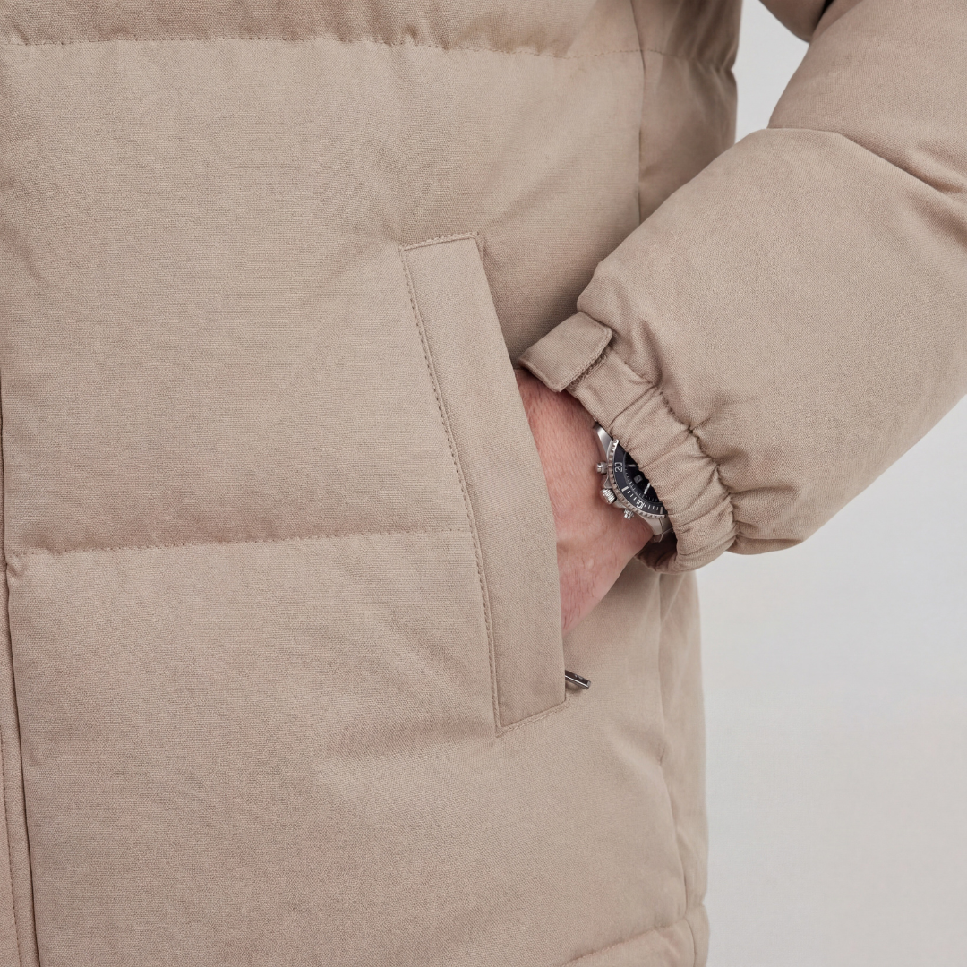 Beige Hooded Puffer Jacket