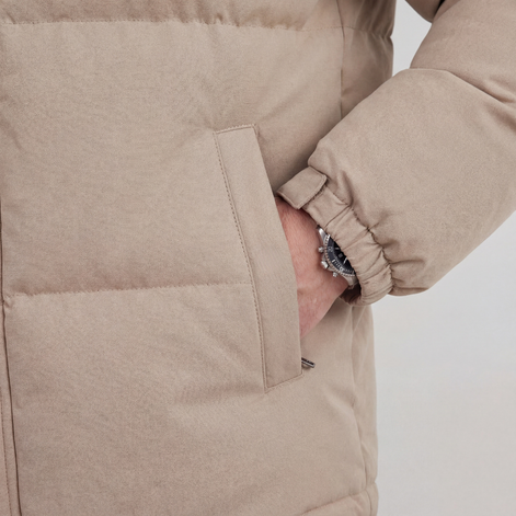 Beige Hooded Puffer Jacket