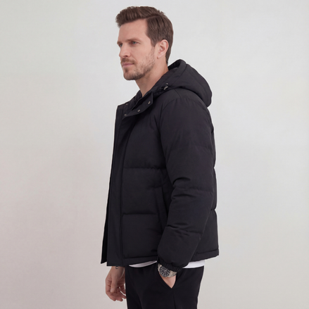 Black Hooded Puffer Jacket