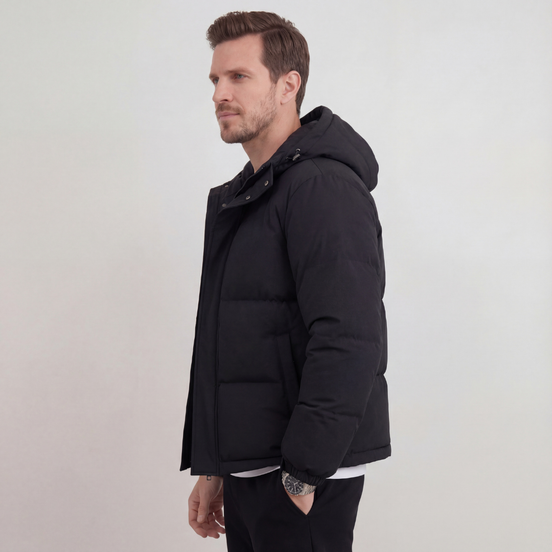 Black Hooded Puffer Jacket