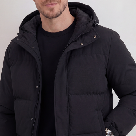 Black Hooded Puffer Jacket