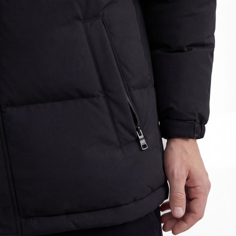 Black Hooded Puffer Jacket