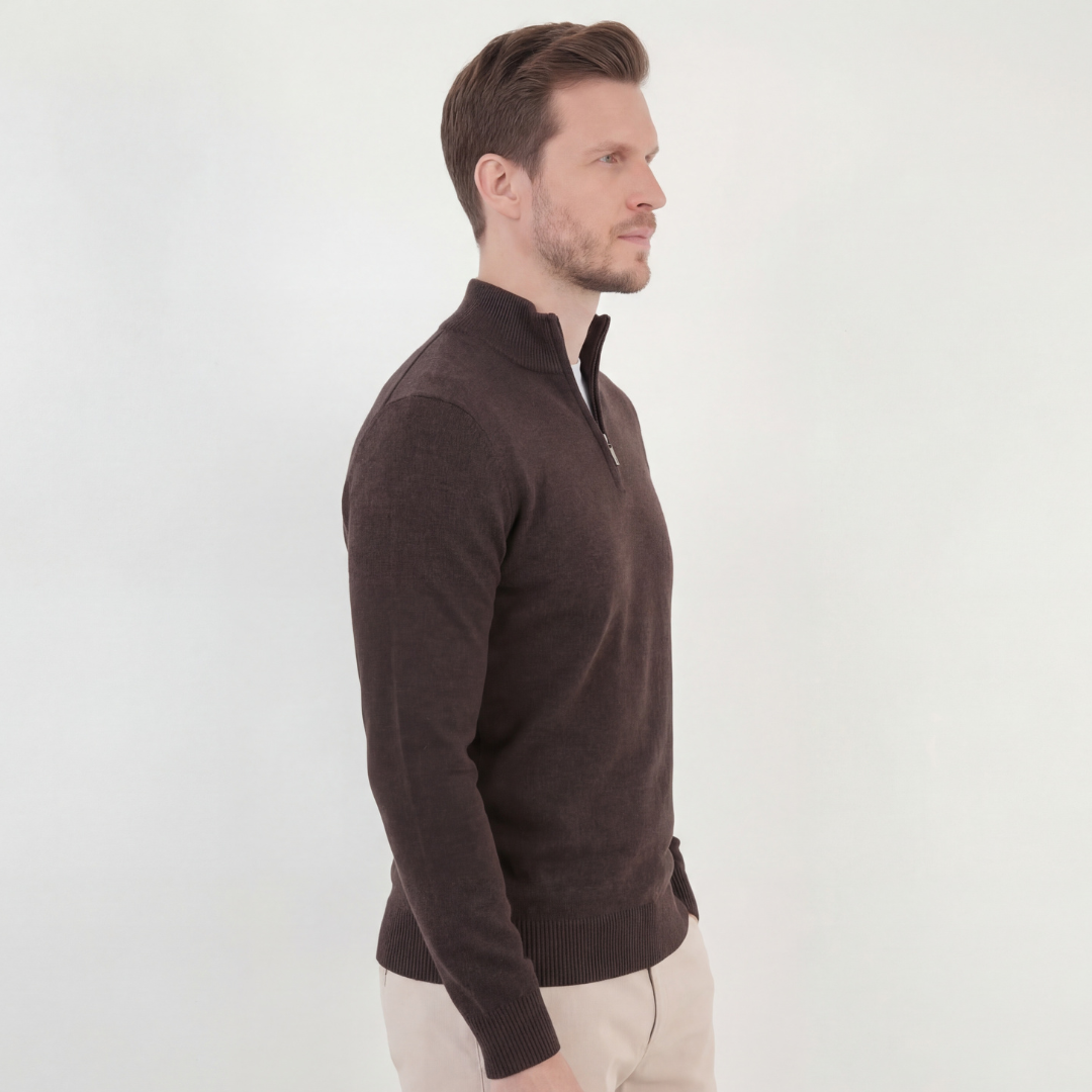 Brown Half-Zip Sweater