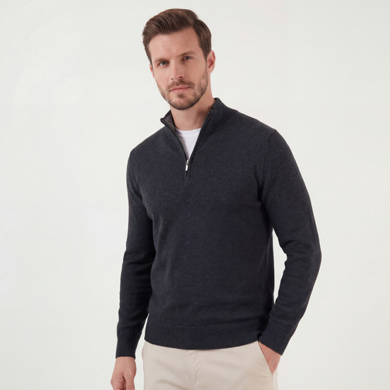 Charcoal Half-Zip Sweater