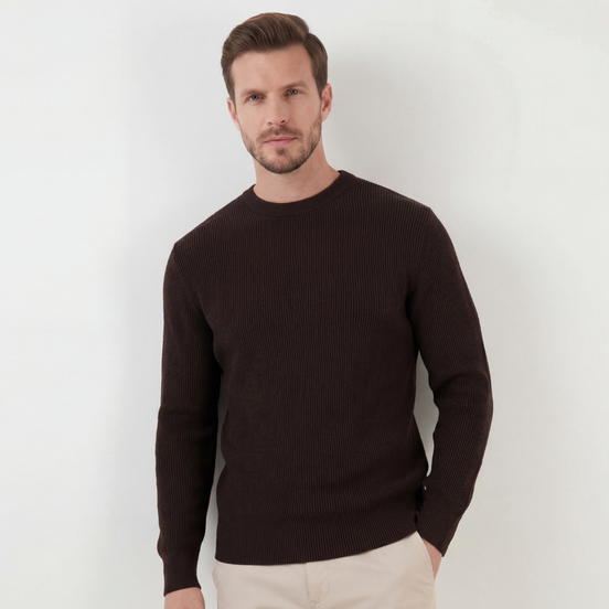 Dark Brown Ribbed Sweater