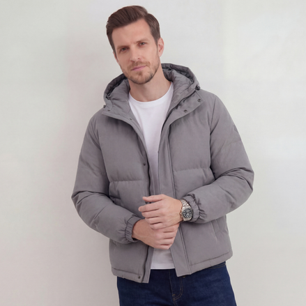 Grey Hooded Puffer Jacket