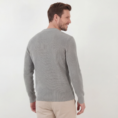 Grey Mélange Ribbed Sweater