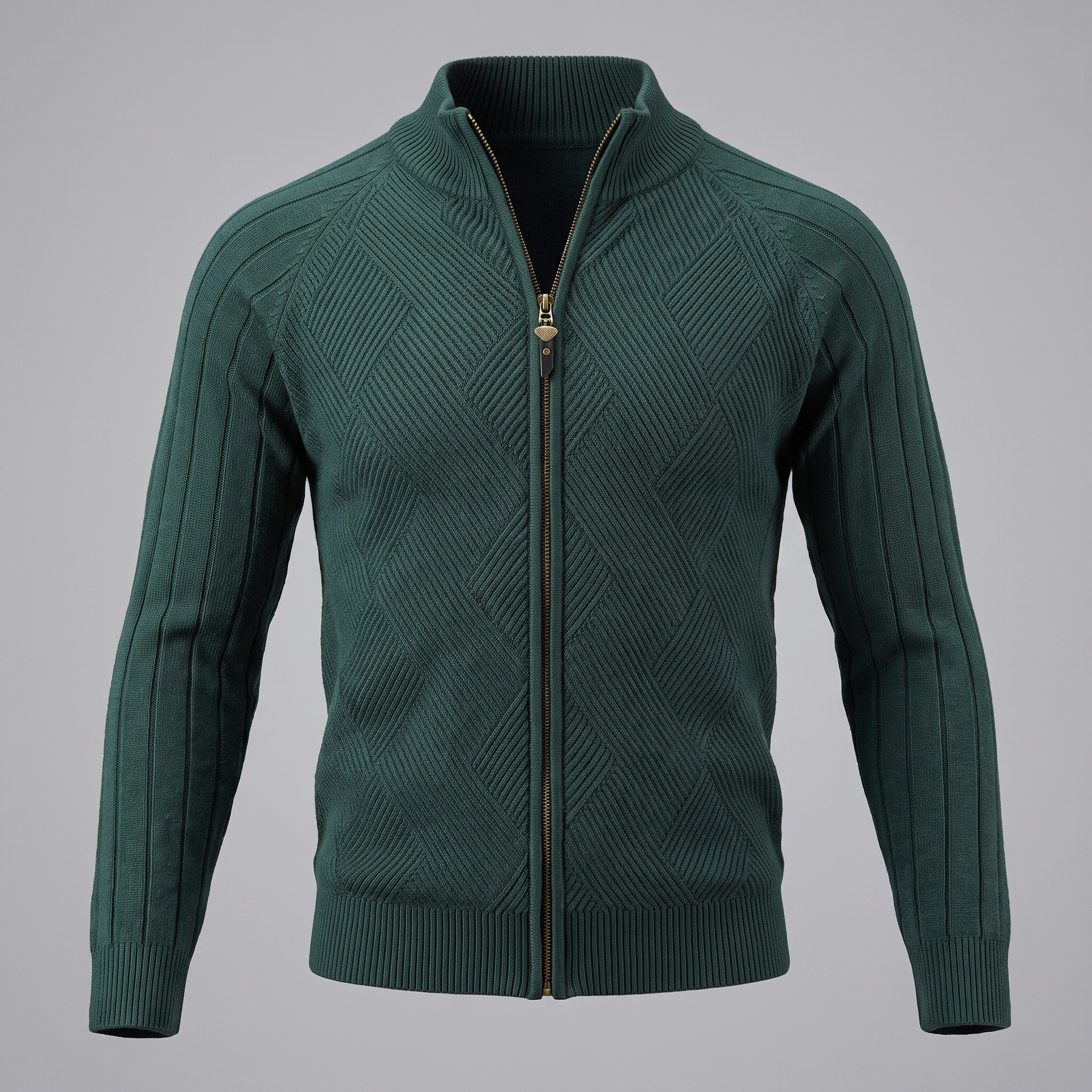 Men's Diamond Knit Full-Zip Cardigan