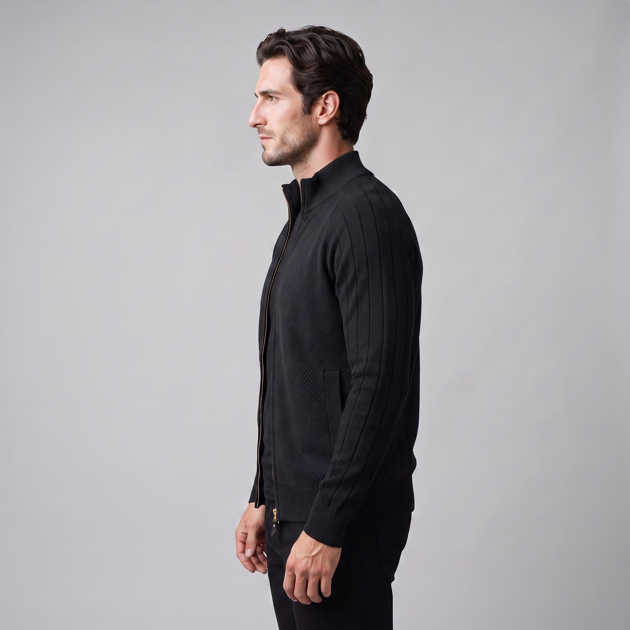 Men's Diamond Knit Full-Zip Cardigan