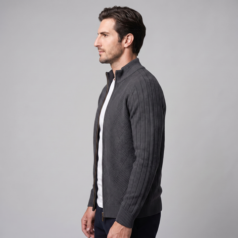 Men's Diamond Knit Full-Zip Cardigan