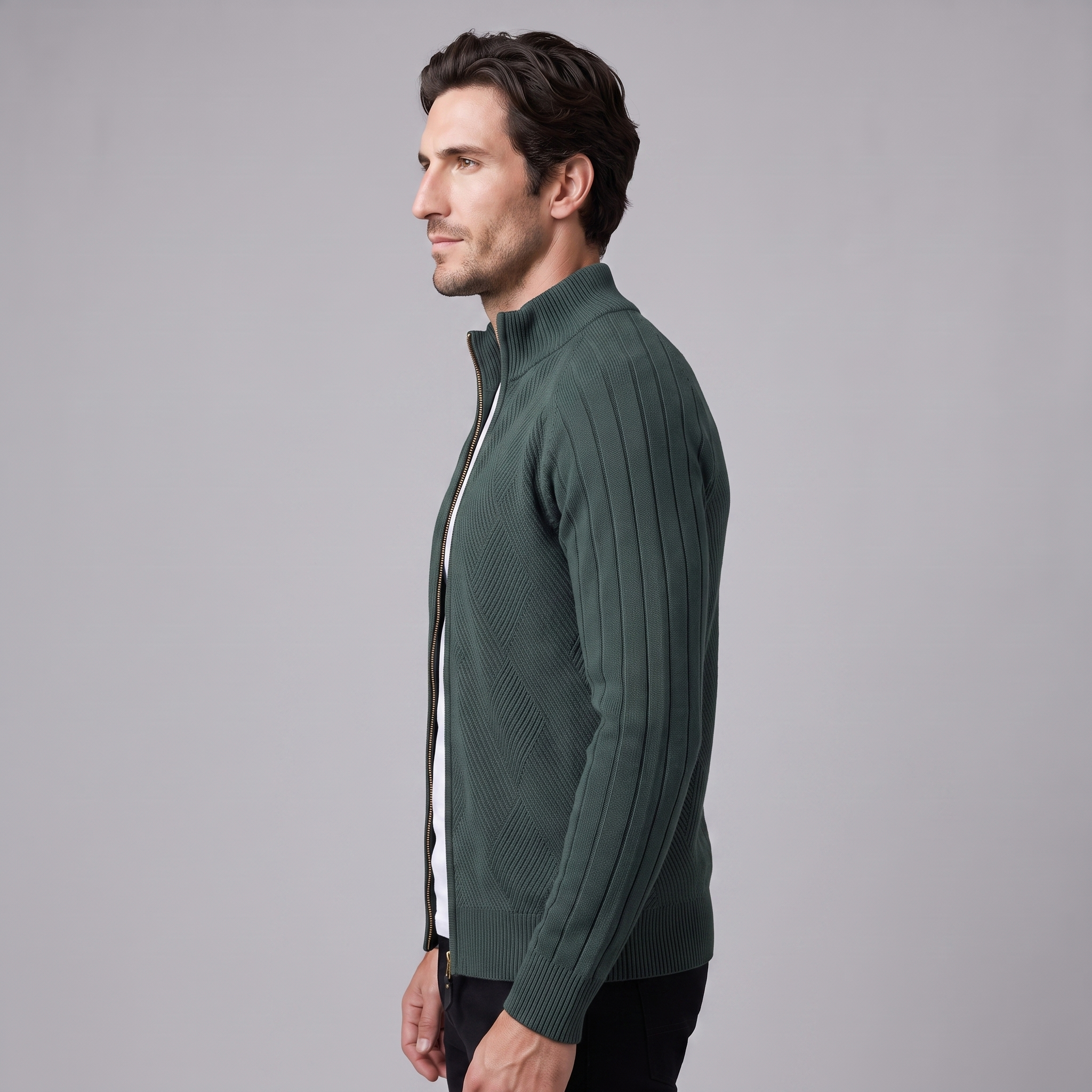 Men's Diamond Knit Full-Zip Cardigan