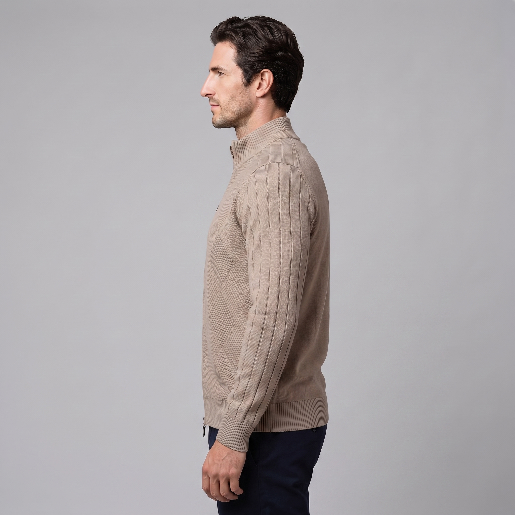 Men's Diamond Knit Full-Zip Cardigan
