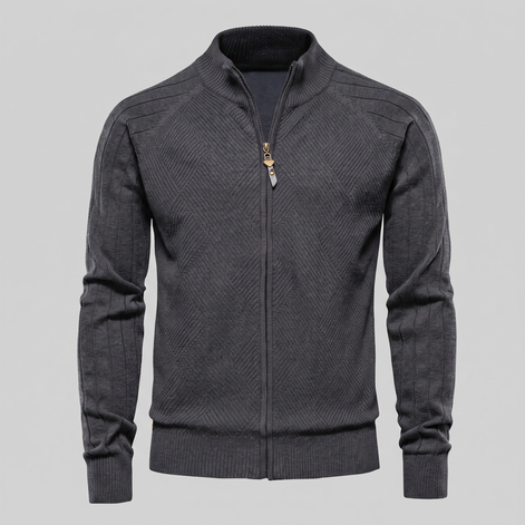 Men's Diamond Knit Full-Zip Cardigan