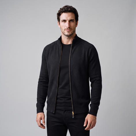 Men's Diamond Knit Full-Zip Cardigan