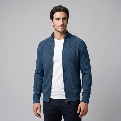 Men's Diamond Knit Full-Zip Cardigan