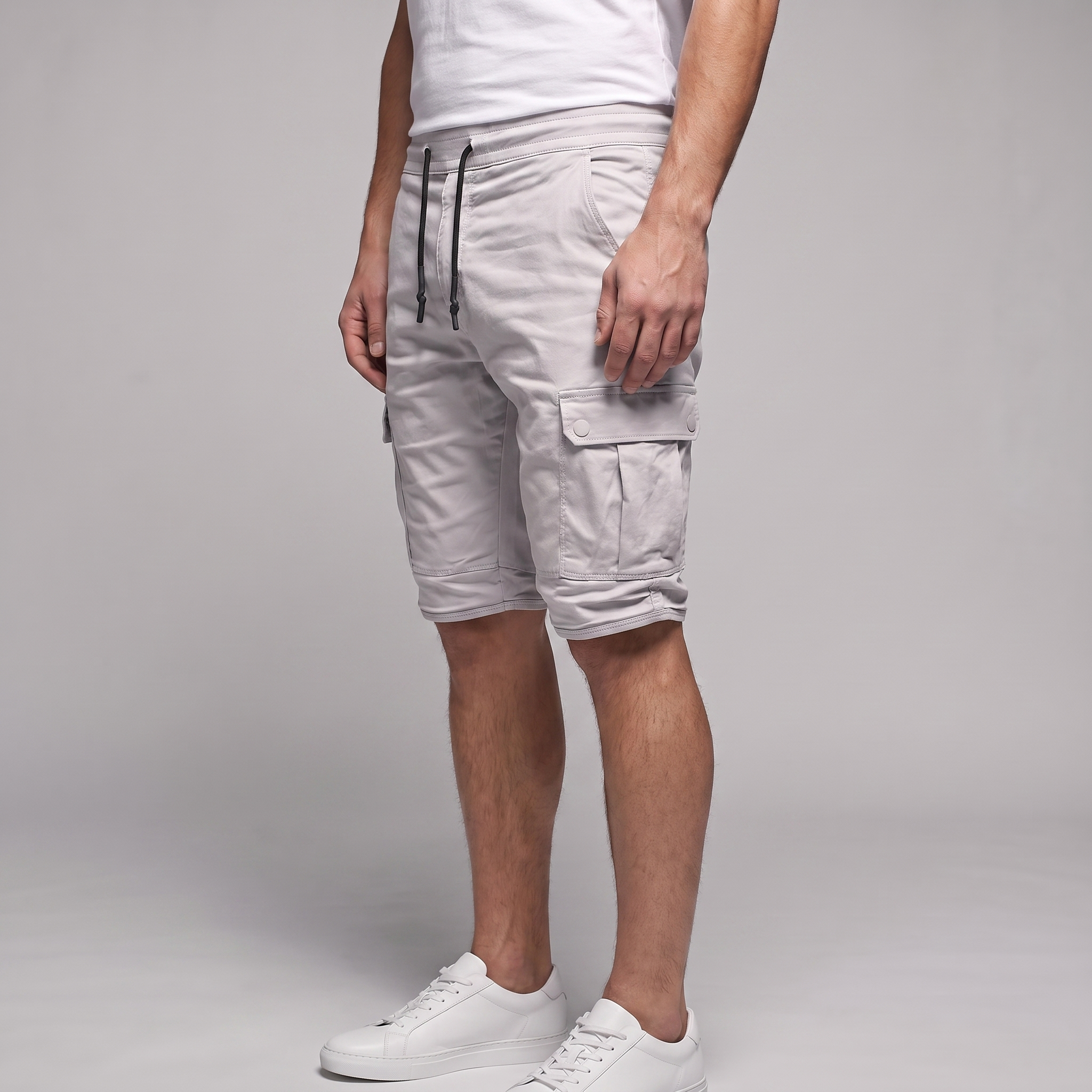 Men's Cargo Shorts with Drawstring and Pockets