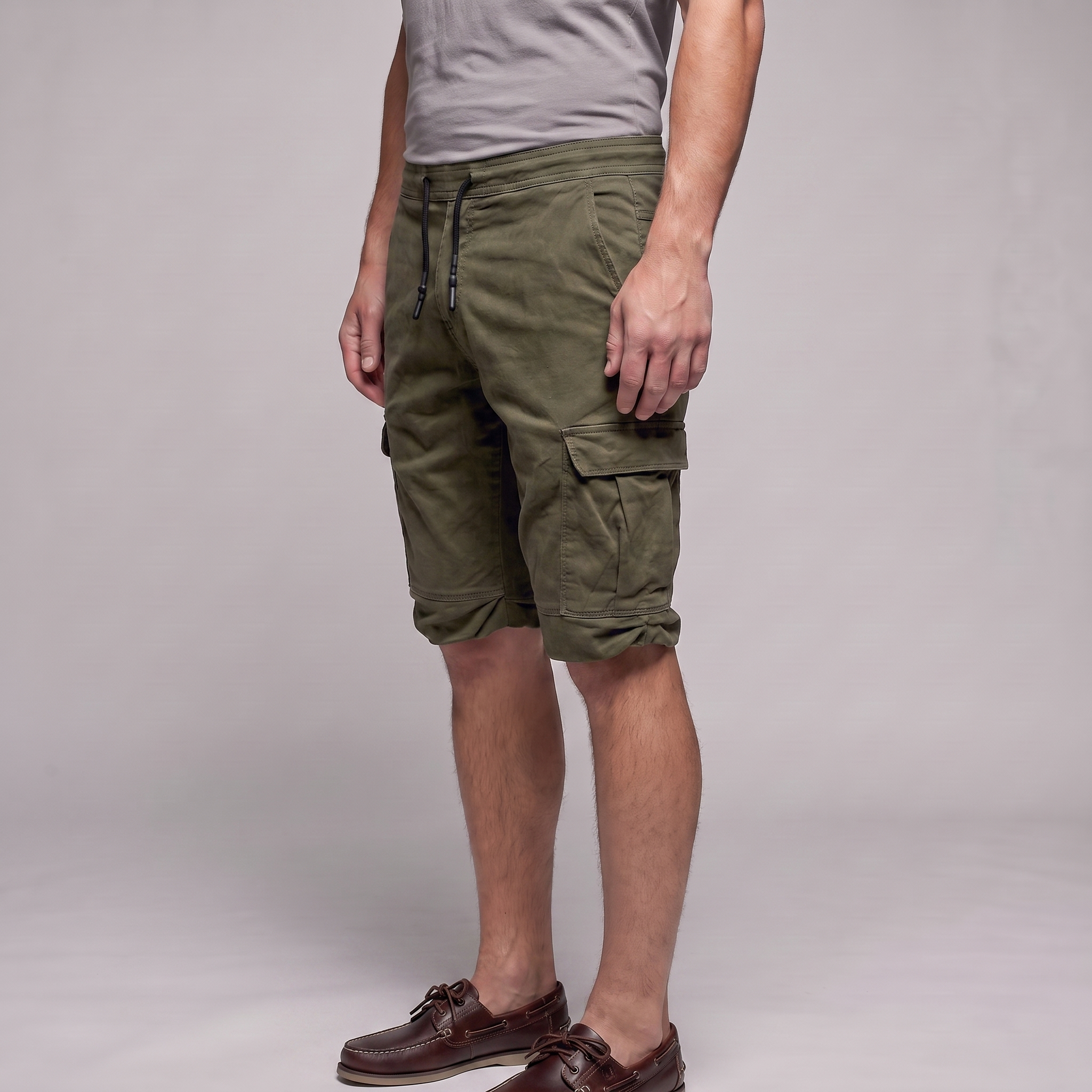 Men's Cargo Shorts with Drawstring and Pockets