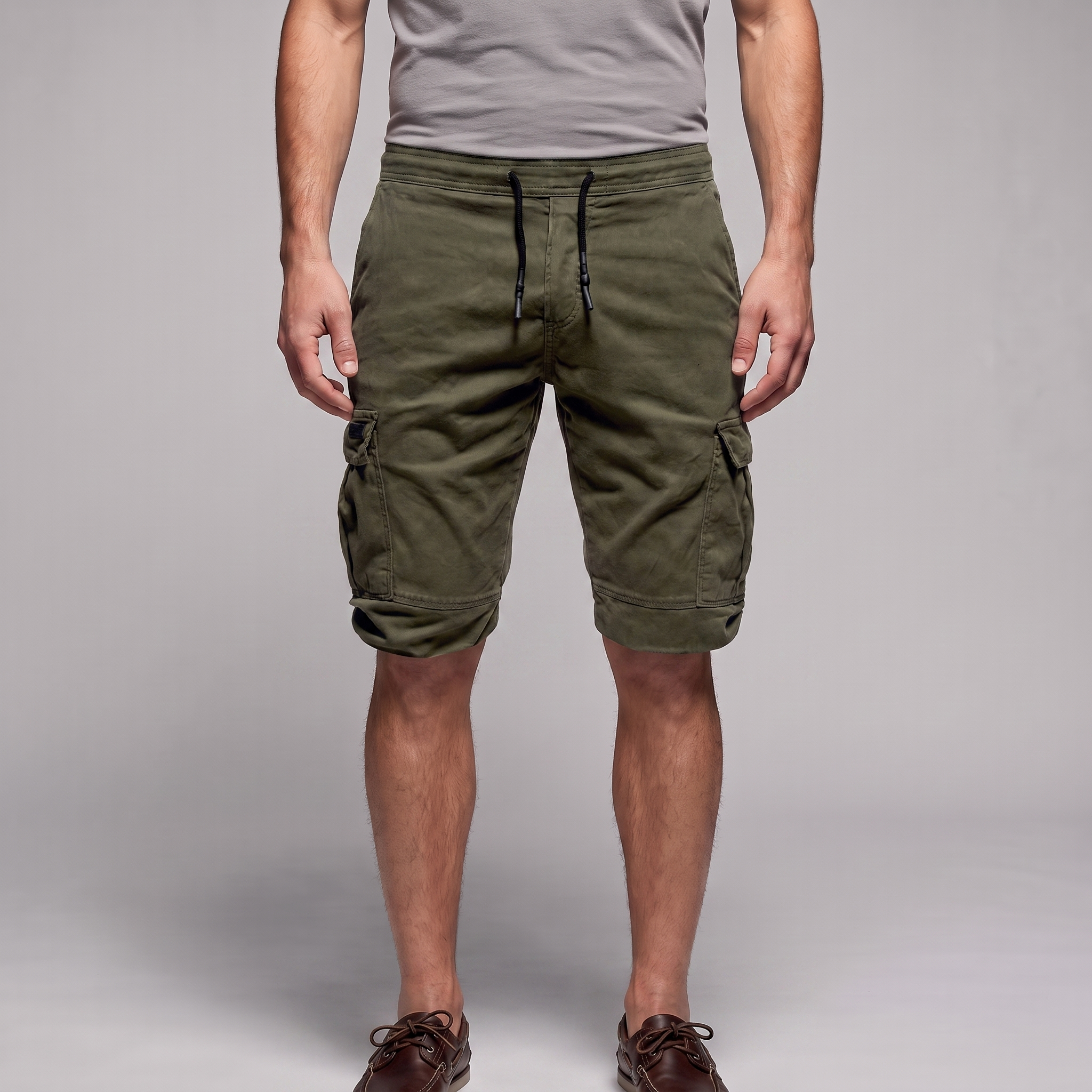 Men's Cargo Shorts with Drawstring and Pockets