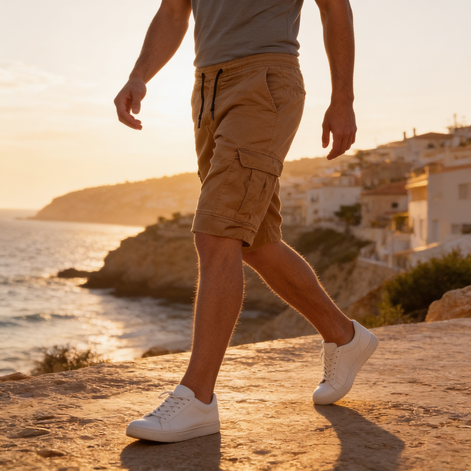 Men's Cargo Shorts with Drawstring and Pockets