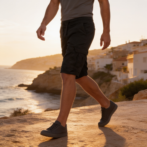 Men's Cargo Shorts with Drawstring and Pockets