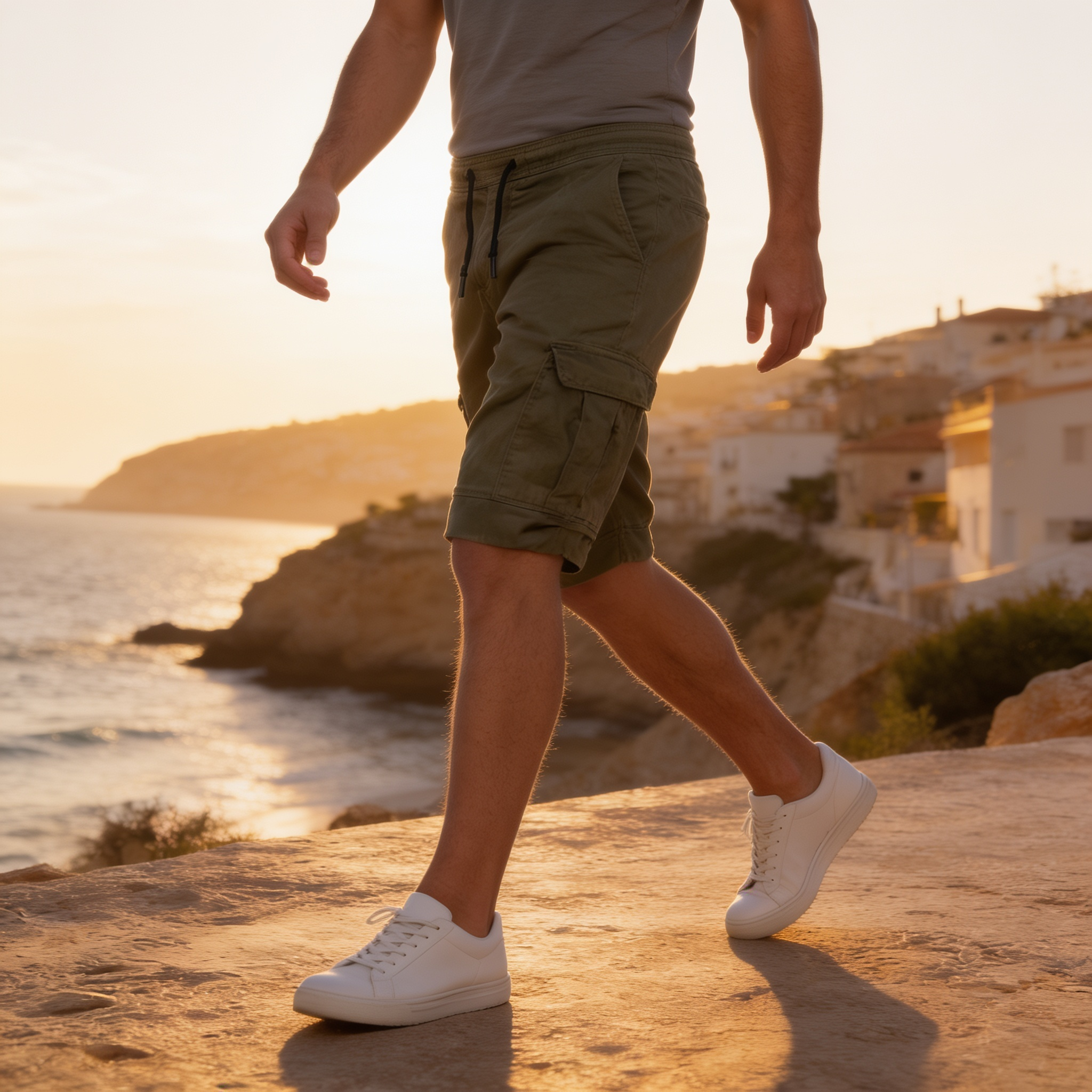 Men's Cargo Shorts with Drawstring and Pockets