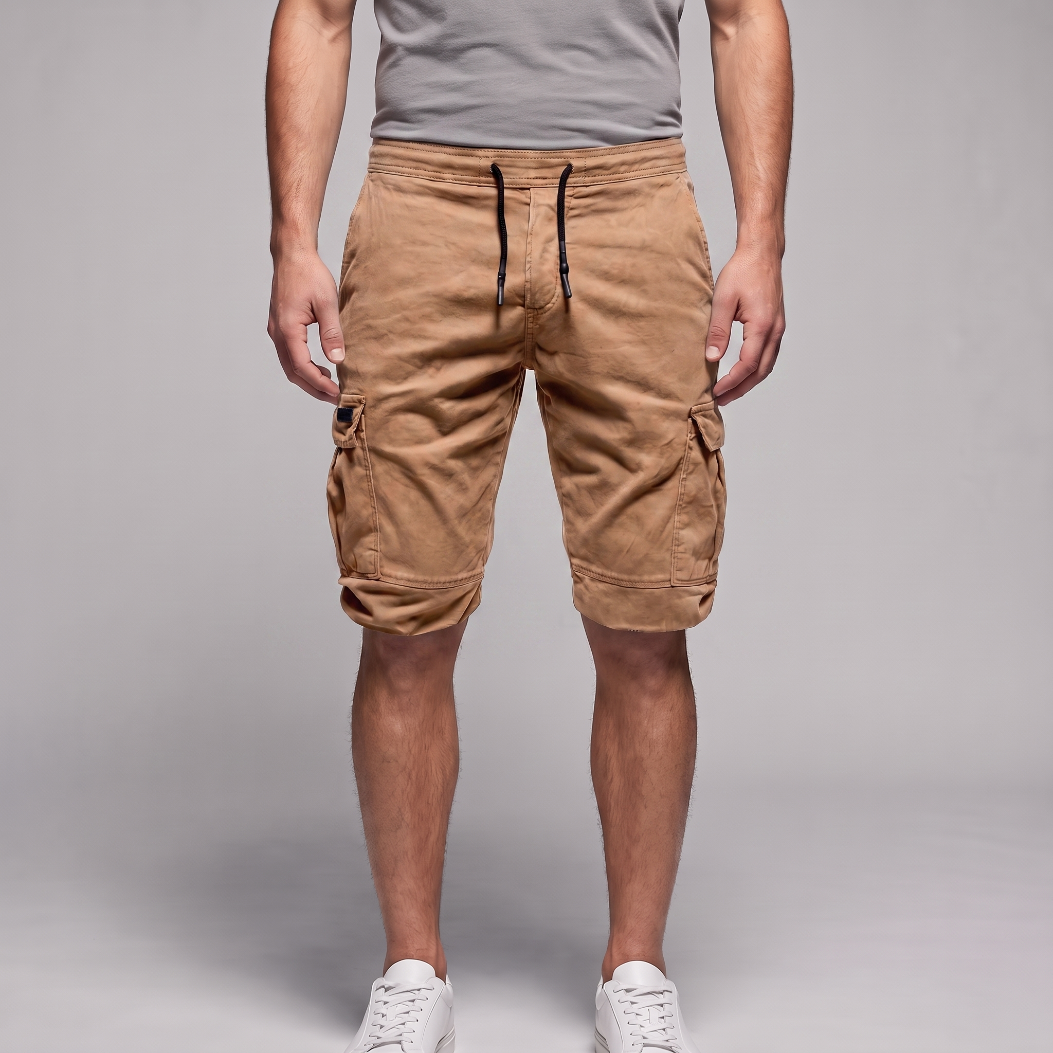 Men's Cargo Shorts with Drawstring and Pockets