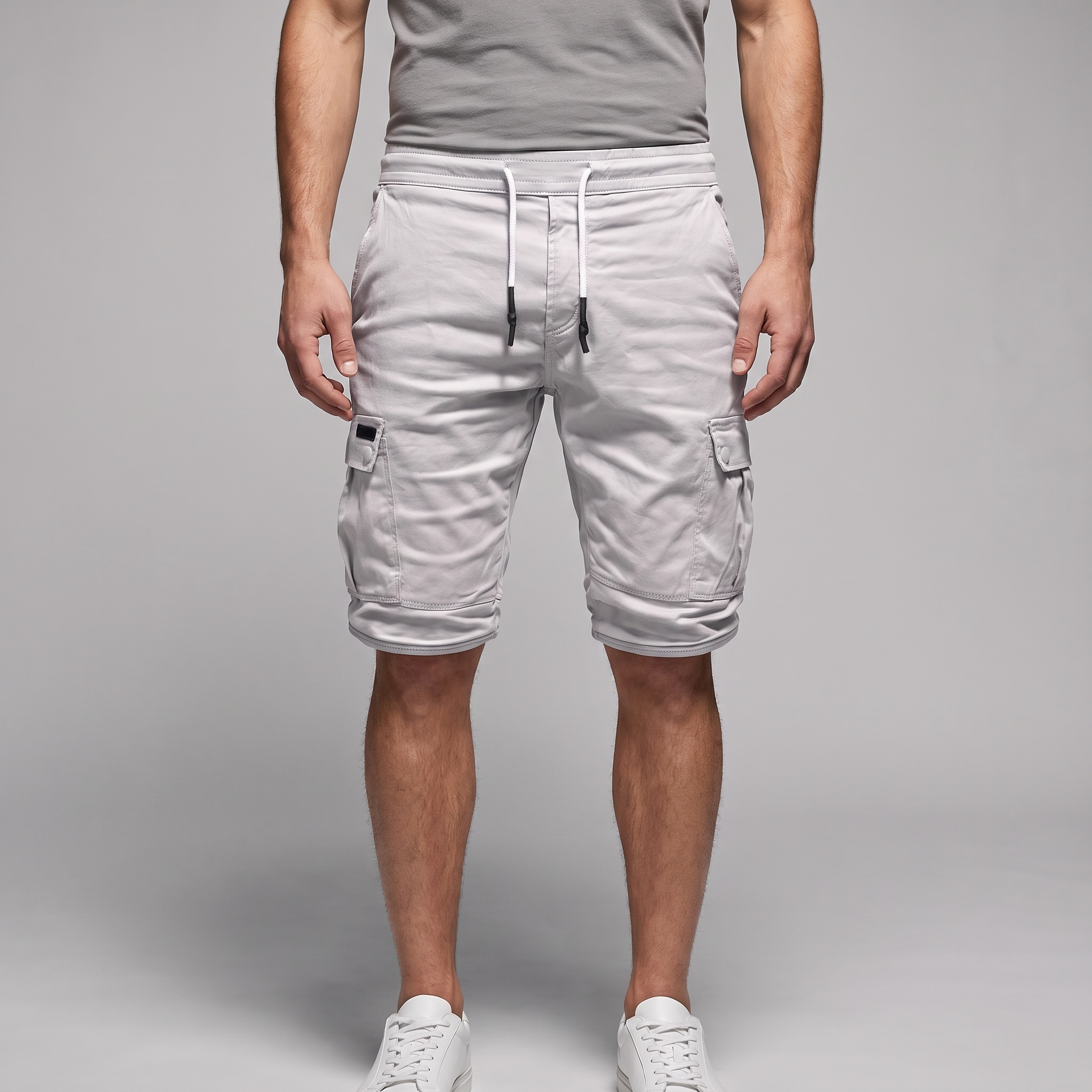 Men's Cargo Shorts with Drawstring and Pockets