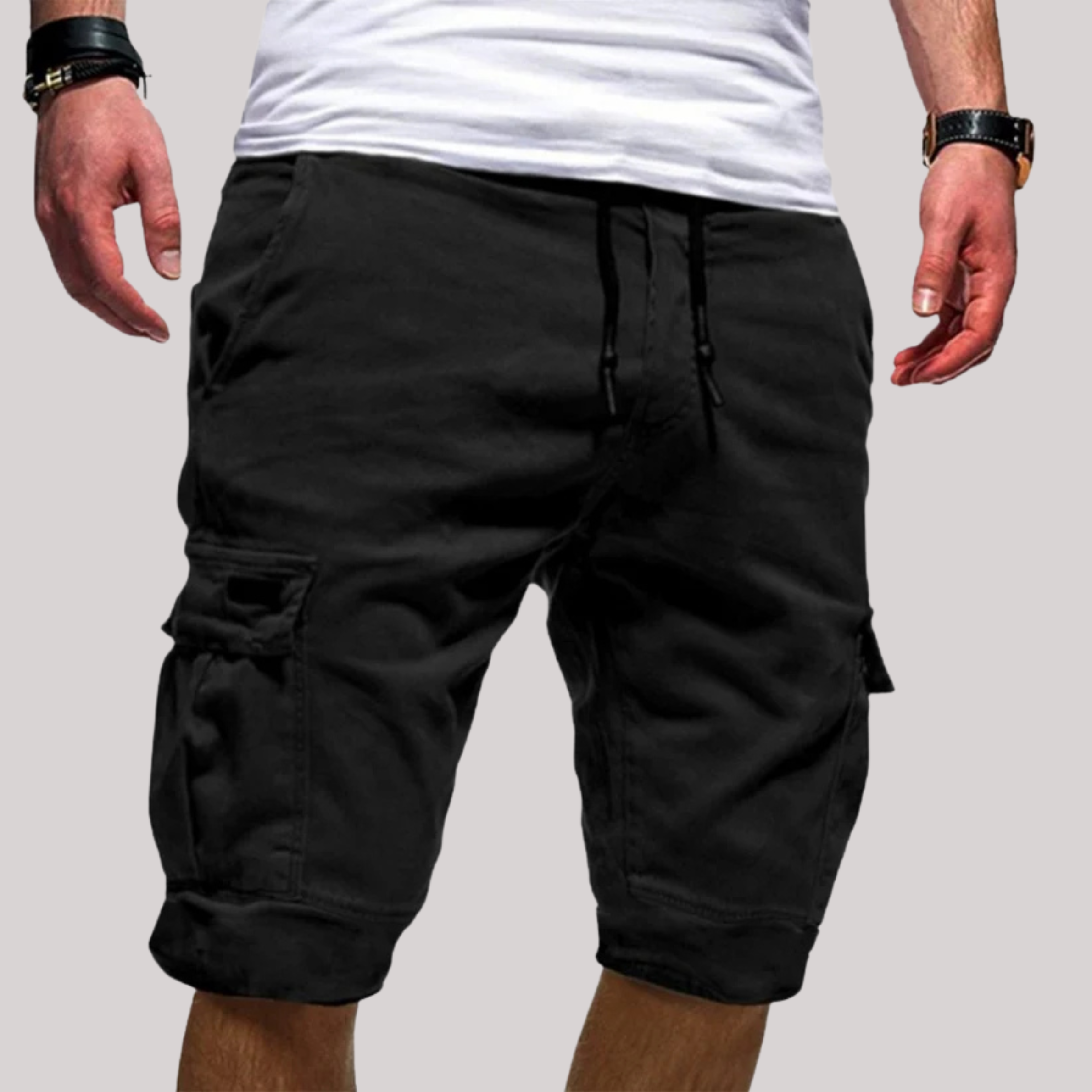 Men's Cargo Shorts with Drawstring and Pockets 1