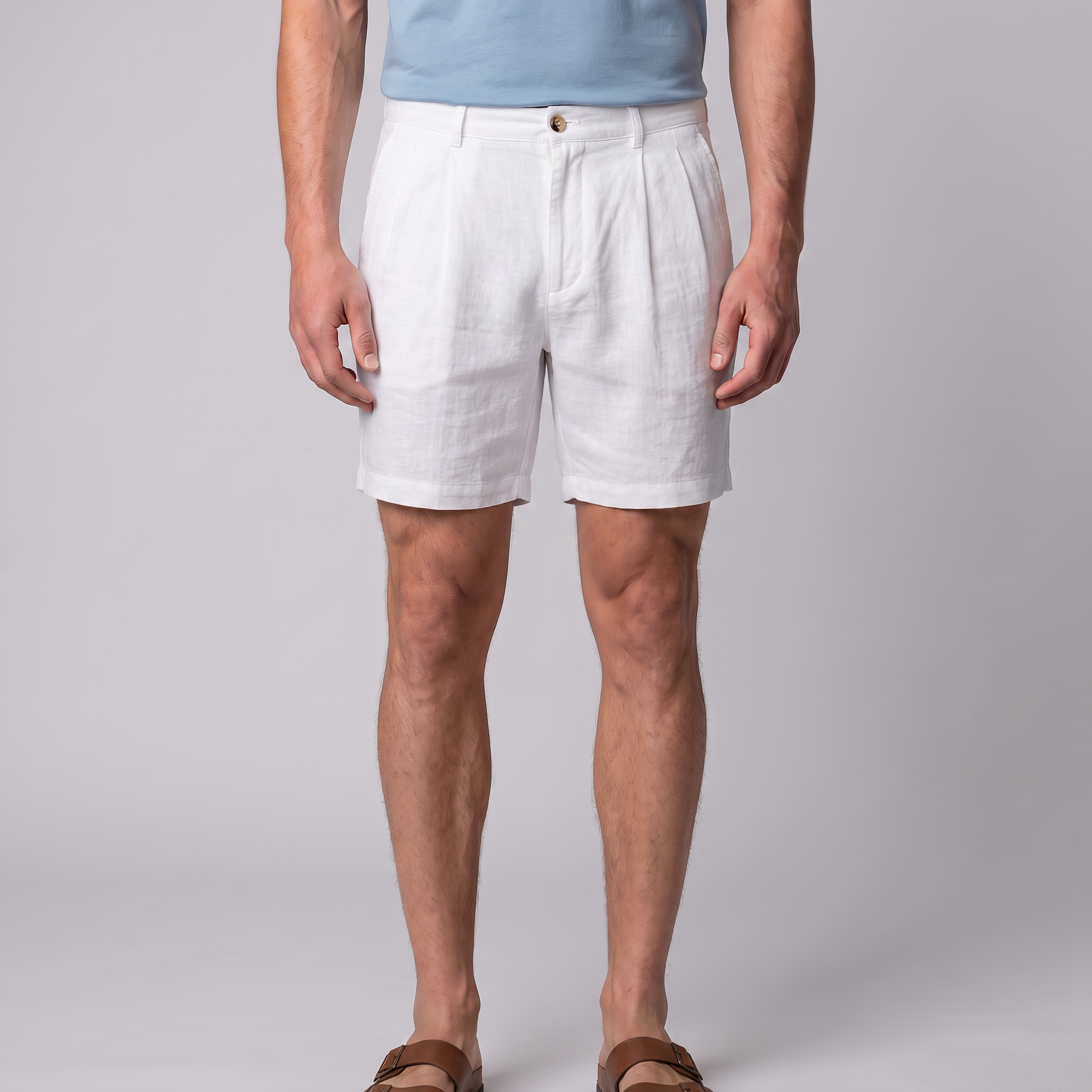 Men's Classic Linen Shorts with Pockets