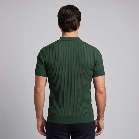 Men's Slim Fit Ribbed Polo with V-Neck