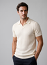 Men's Slim Fit Ribbed Polo with V-Neck