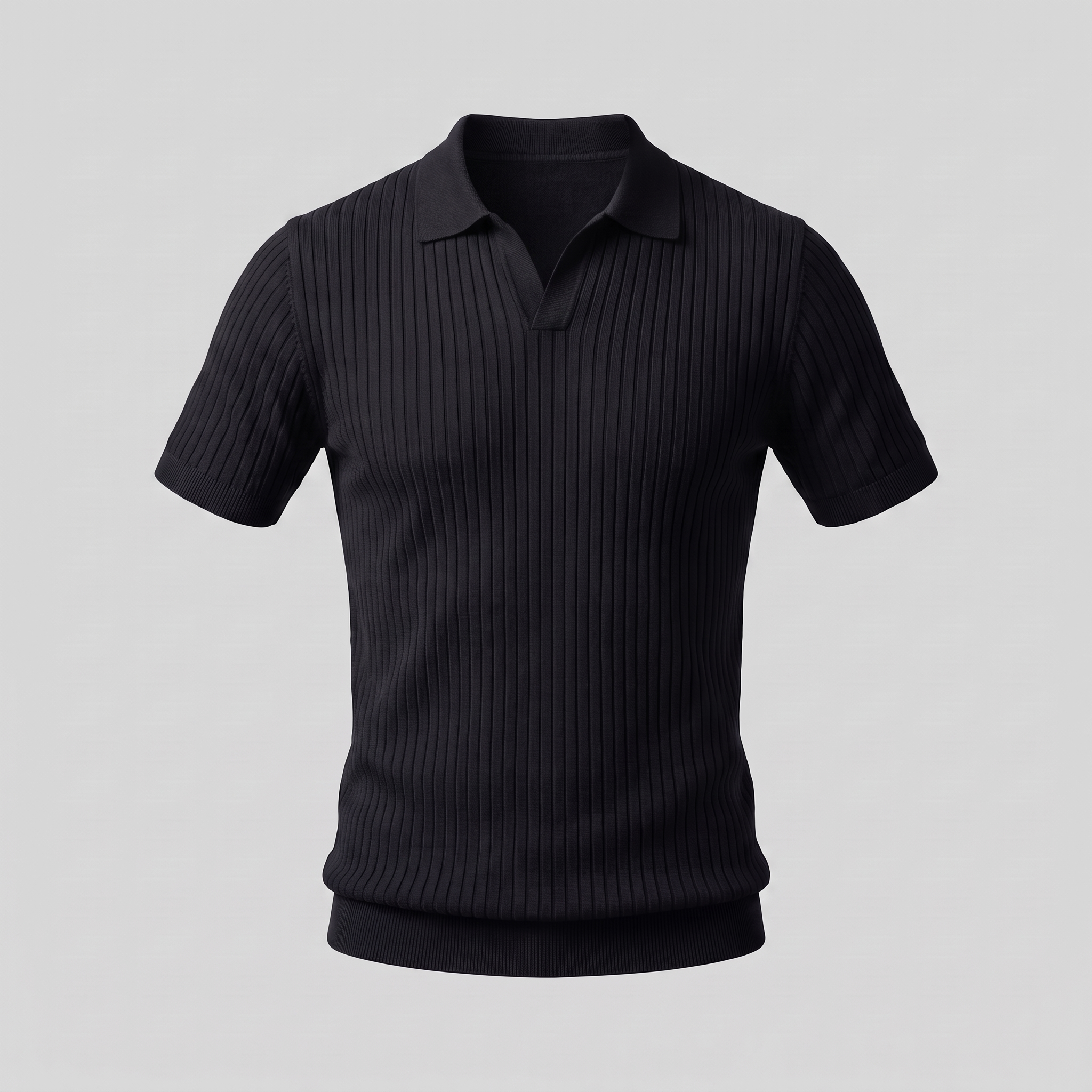 Men's Slim Fit Ribbed Polo with V-Neck