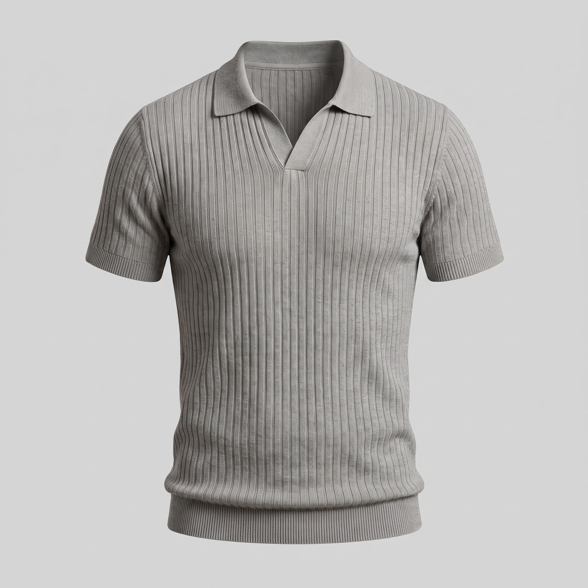 Men's Slim Fit Ribbed Polo with V-Neck