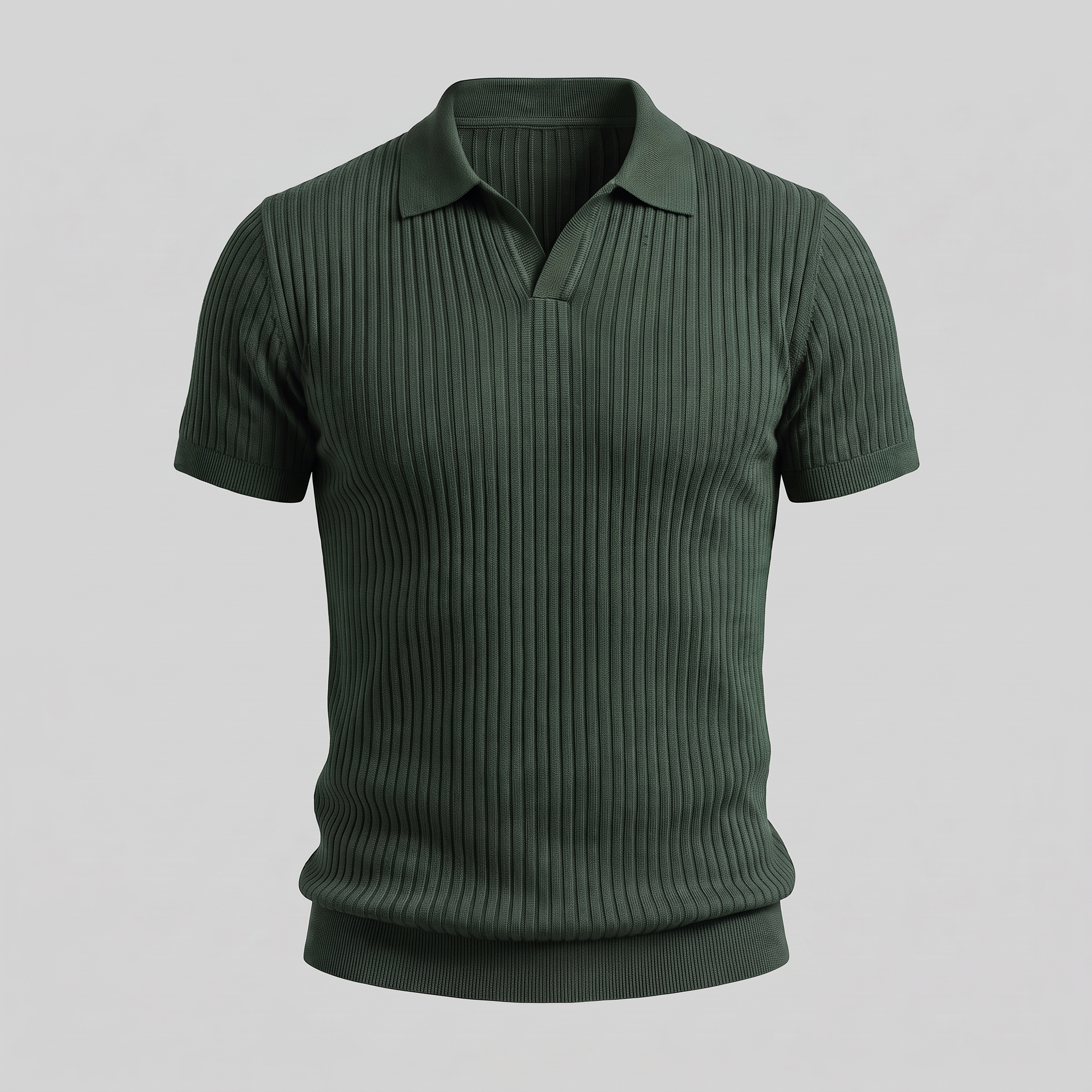 Men's Slim Fit Ribbed Polo with V-Neck