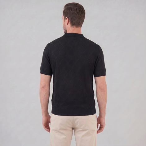 Men's Argyle Pointelle Summer Zip Polo