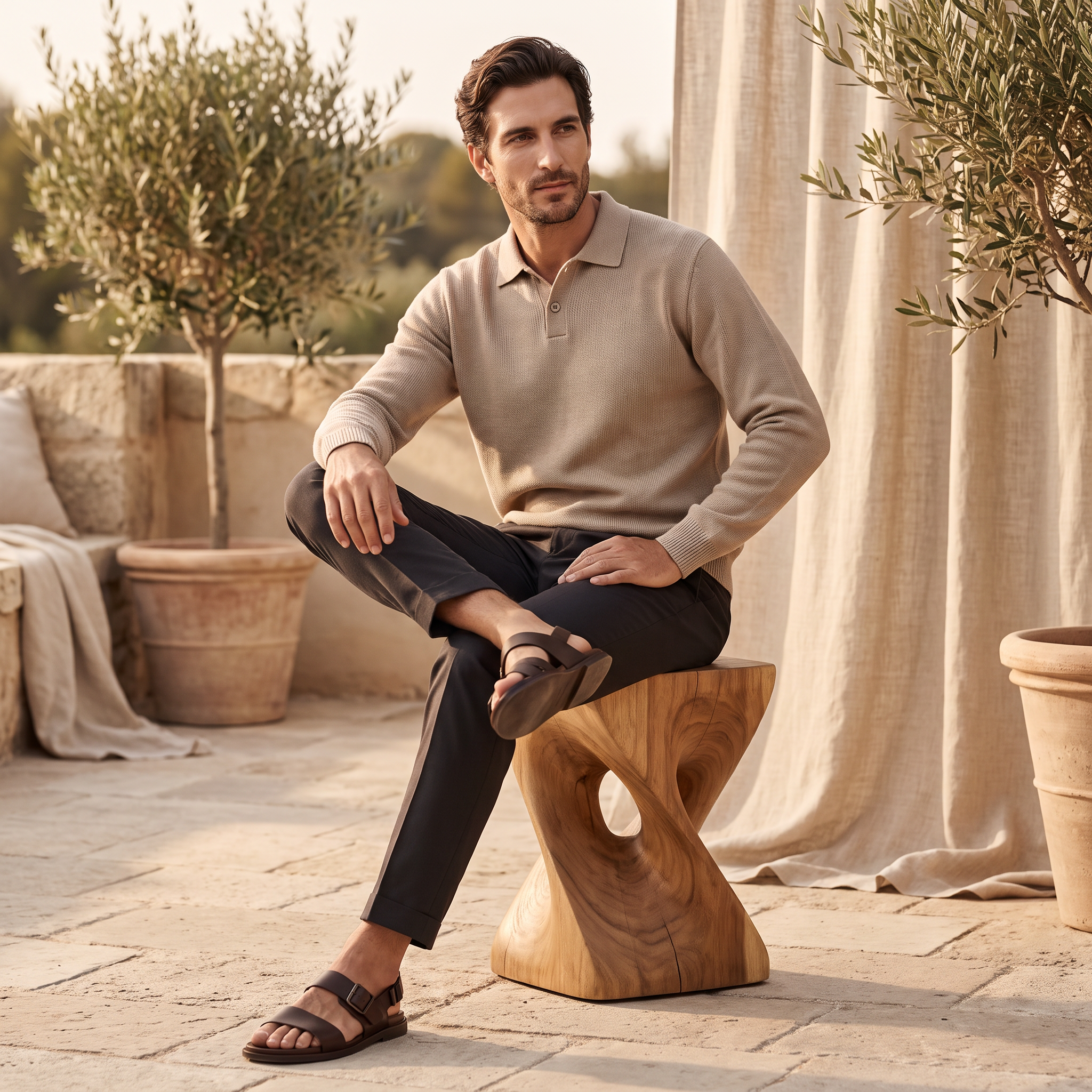Men's Autumn Long Sleeved Polo Sweater
