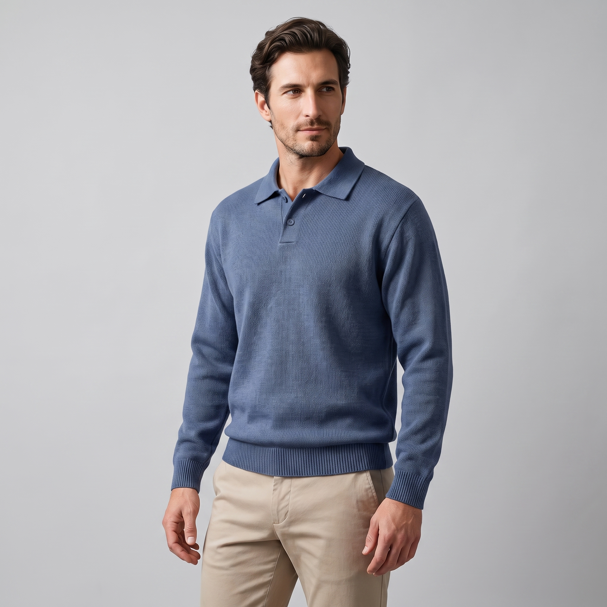 Men's Autumn Long Sleeved Polo Sweater