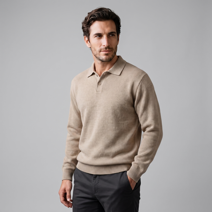 Men's Autumn Long Sleeved Polo Sweater