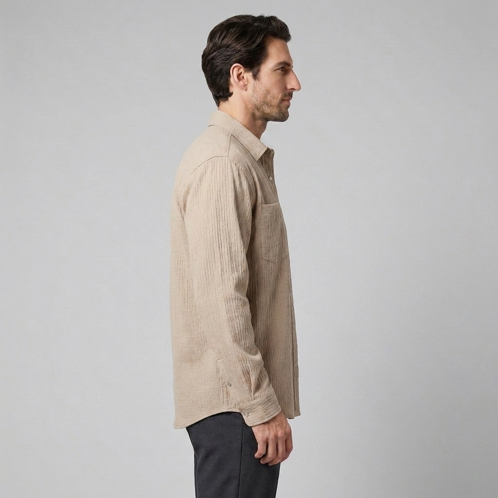 Men's Autumn Textured Long Sleeve Shirt
