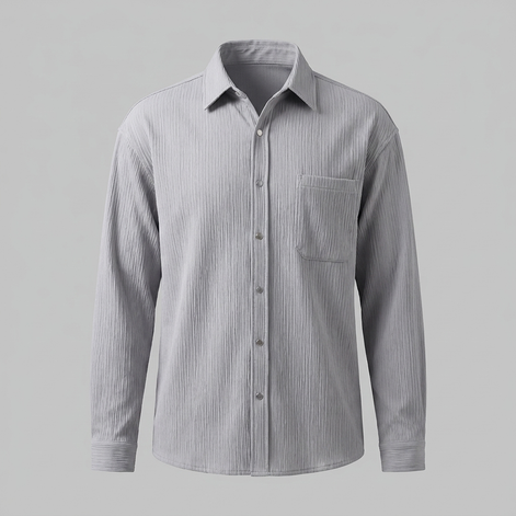 Men's Autumn Textured Long Sleeve Shirt