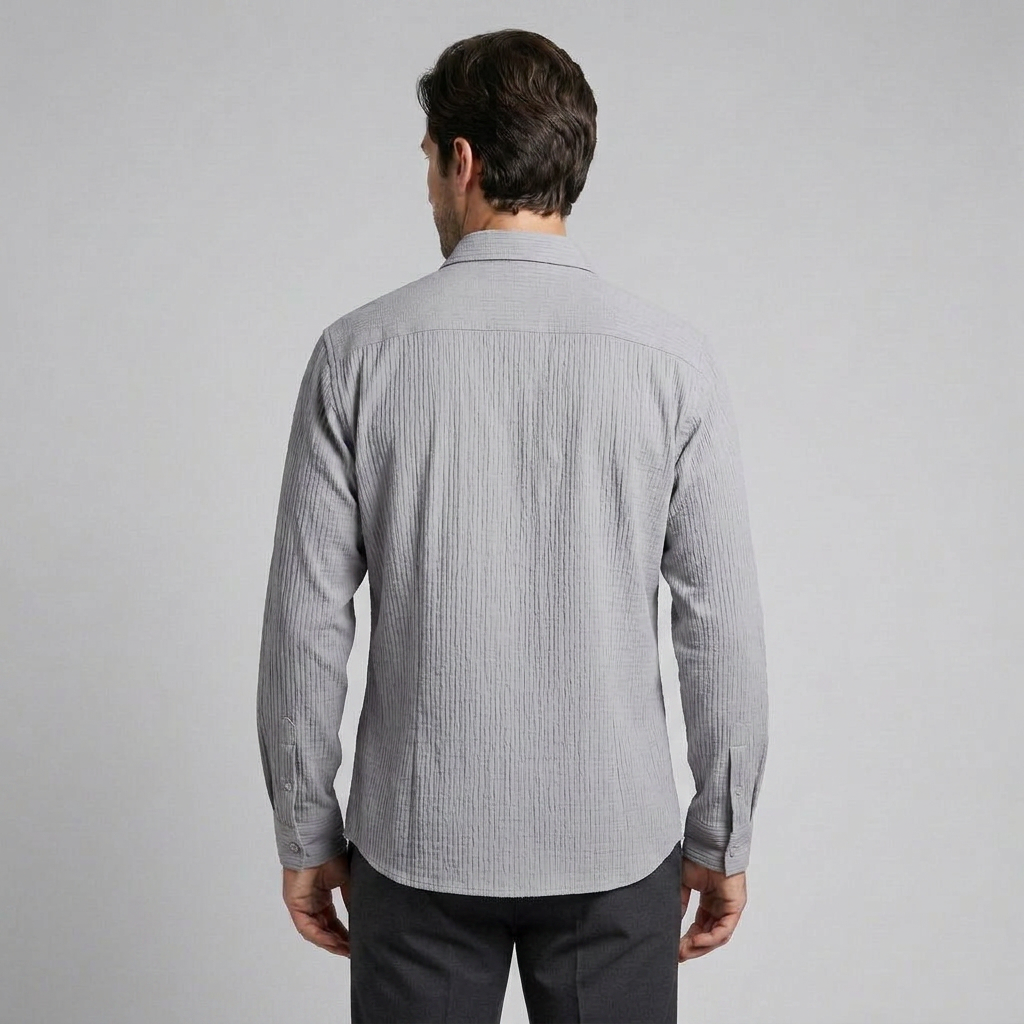 Men's Autumn Textured Long Sleeve Shirt