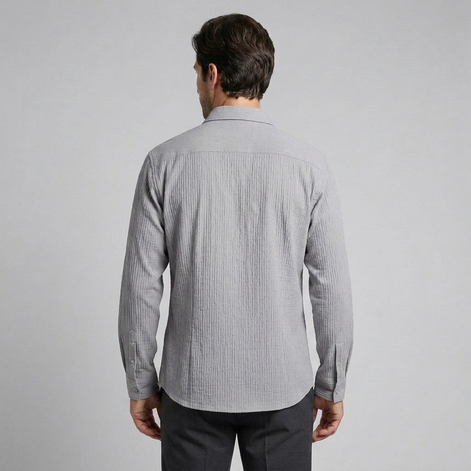 Men's Autumn Textured Long Sleeve Shirt