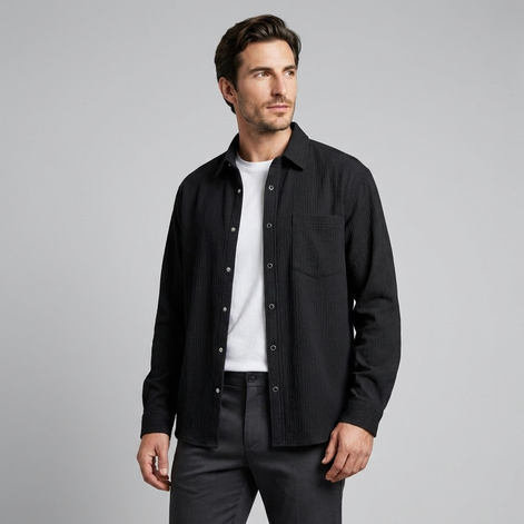 Men's Autumn Textured Long Sleeve Shirt
