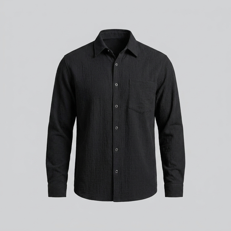 Men's Autumn Textured Long Sleeve Shirt