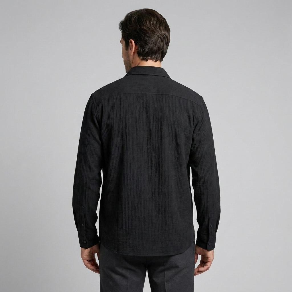 Men's Autumn Textured Long Sleeve Shirt