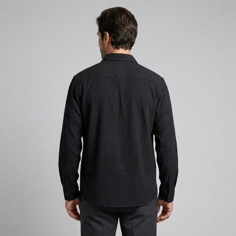 Men's Autumn Textured Long Sleeve Shirt