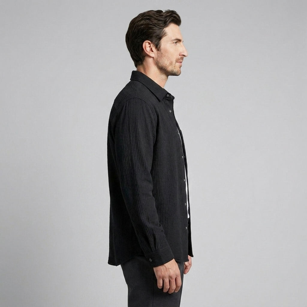 Men's Autumn Textured Long Sleeve Shirt