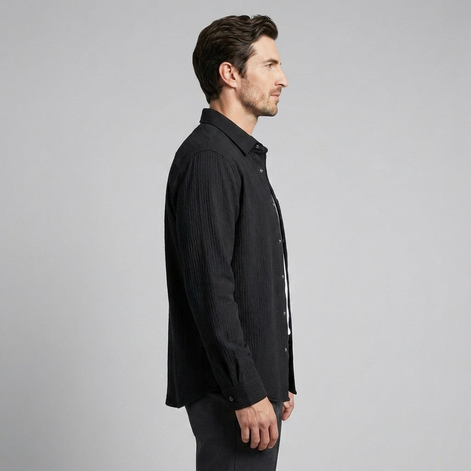 Men's Autumn Textured Long Sleeve Shirt