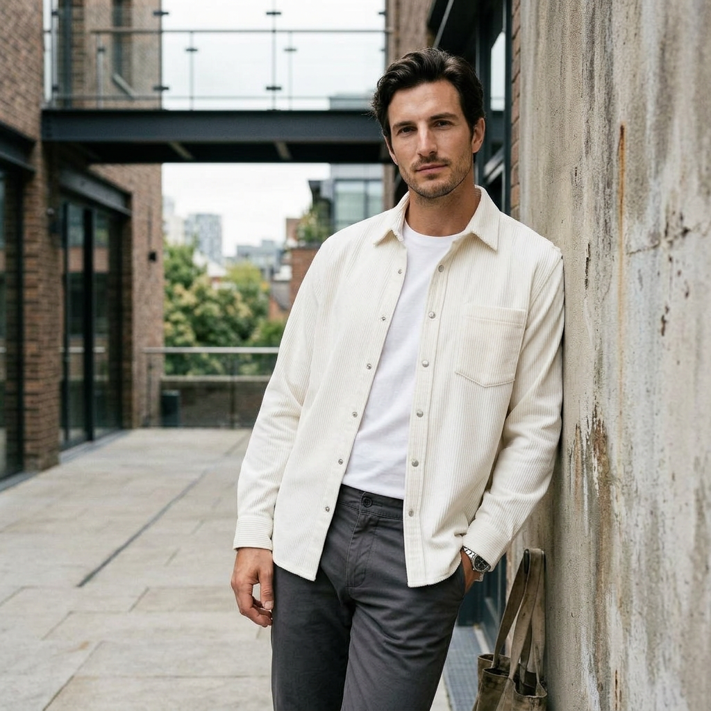 Men's Autumn Textured Long Sleeve Shirt